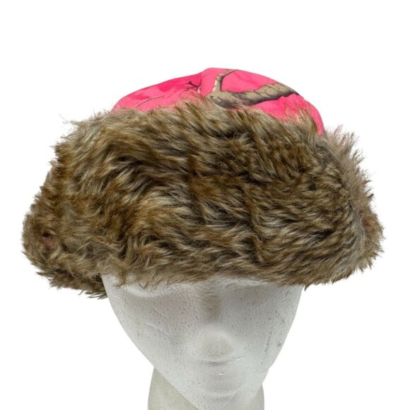 Hot Shot Realtree Women Insulated Trapper w/ Faux Fur One Size Pink Camo Outdoor - Picture 1 of 11